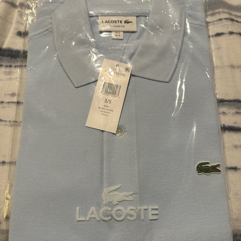 LACOSTE | Lacoste L1212 Classic Fit Polo in Baby Blue size 3/Small - Picture 4 of 6